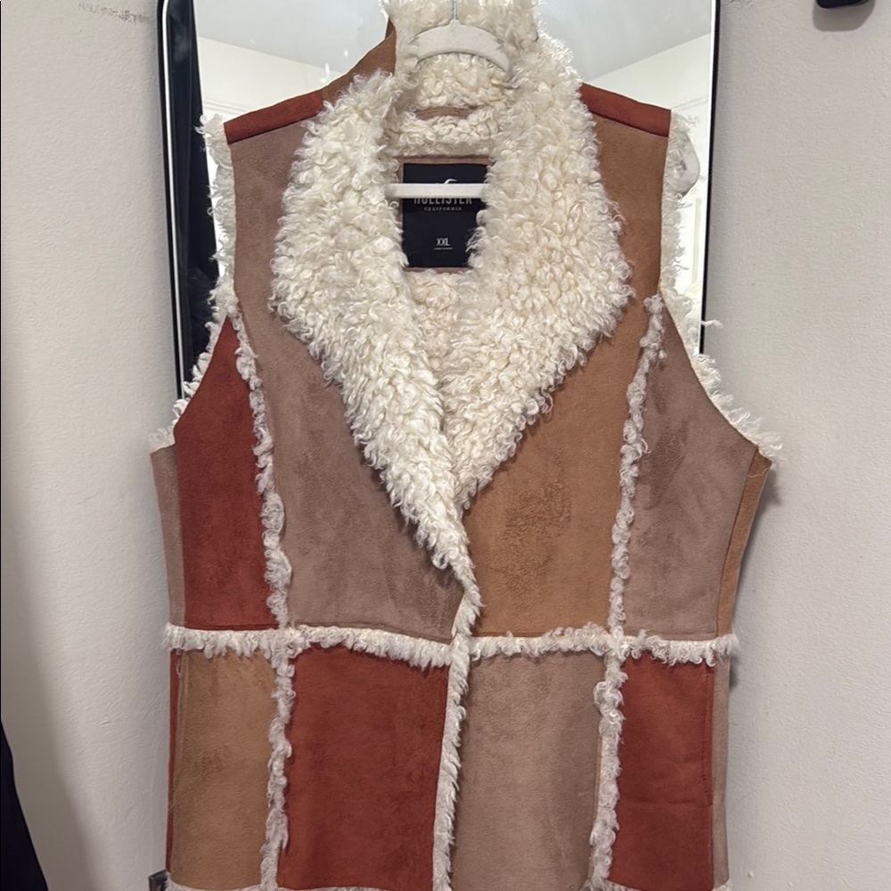 Hollister Brown and Tan Sherpa Lined Vest
